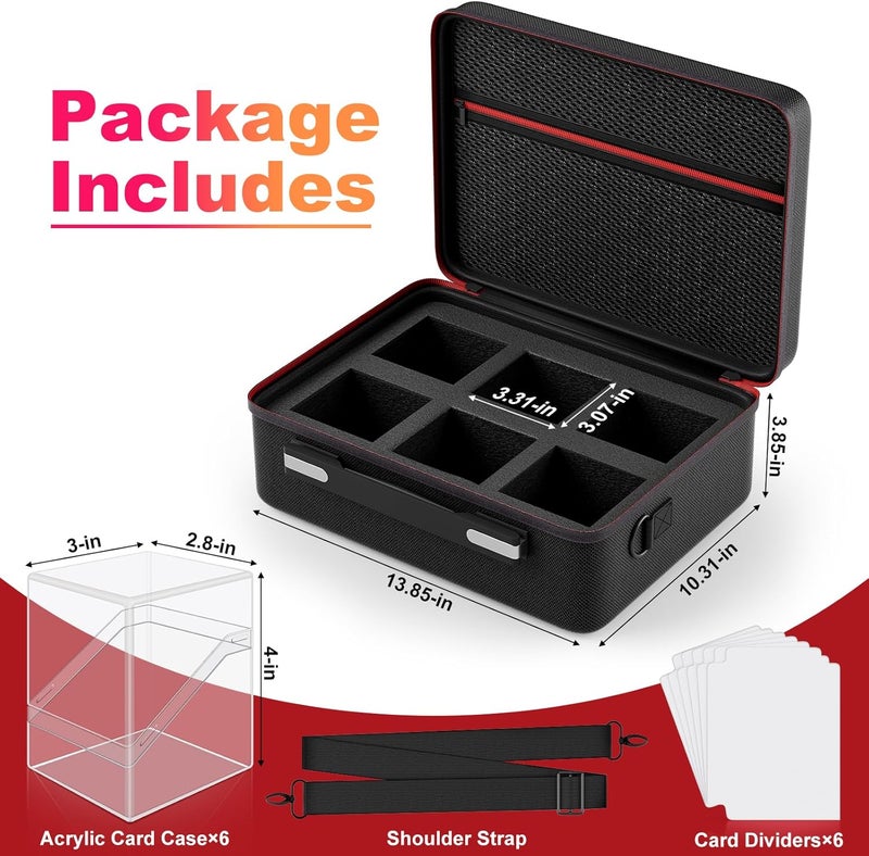 Proijeut Card Deck Box with Portable Case, 6 Pack Clear Commander Deck Box with 6 Dividers, Holds 600+ Double Sleeved Cards, Fit for MTG, YuGiOh, TCG - Image 2